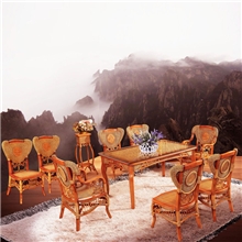 绿欣轩长方形藤餐桌6人藤艺实木餐桌椅组合3031包邮到楼下