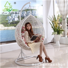 白色户外室内藤编摇椅藤制休闲椅PE藤吊篮秋千