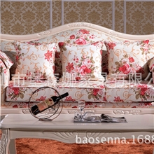 小户型欧式田园沙发韩式组合布艺沙发实木雕刻酒店会所沙发F8001