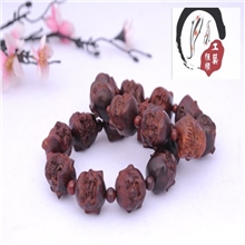 印度小叶紫檀佛珠手串男大气款十八罗汉雕刻双面雕纯手工