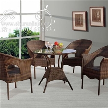 836户外室内仿藤家具休闲时尚酒店茶座棋牌室桌椅藤艺藤椅