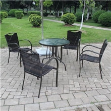 820户外家具酒店庭院咖啡厅家具星巴克家具水纹玻璃茶几藤椅