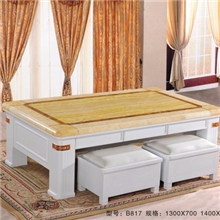 欧式大理石实木客厅茶几/茶桌白色两抽屉两凳子成都家具厂批发