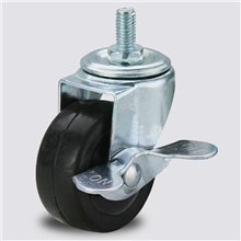 专业生产2寸丝杆带刹车扁橡胶脚轮，量大价格从优