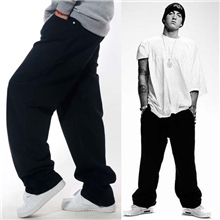 蜜丘琳黑宽松街头滑板嘻哈HIPHOP跳街舞BBOY/DANCER肥牛仔滑板裤