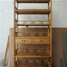 YF0047现货促销两抽纯正榆木书架实木书架书柜实木原木家具