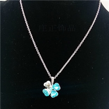 庄正饰品批发流行韩版四叶草水晶项链D13015