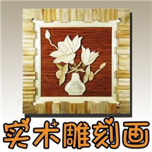 手工实木雕刻，木本色木制工艺品画厂家特价批发