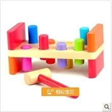 正品美国TRU玩具反斗城木制打桩台敲打台玩具力量练习