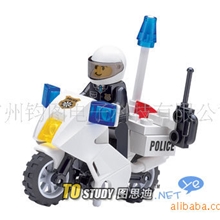 6734警察摩托车开智积木批发益智教玩具