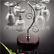 不锈钢杯架葡萄酒杯架玻璃杯架红酒杯架六格酒杯架木座杯架H985E