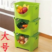 大号日式塑料叠加收纳箱整理箱水果收纳篮厨房置物架多色