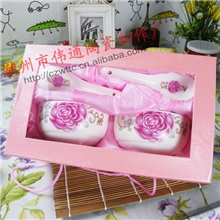 批发礼品碗骨瓷韩式碗二碗二勺2碗2勺陶瓷餐具套装陶瓷碗保鲜碗