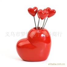 红心水果叉/树脂工艺品/树脂水果叉/水果叉摆设