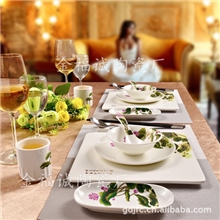 高级餐厅五星级餐具批发酒店用品餐具黄金摆台套装碗盘子勺子