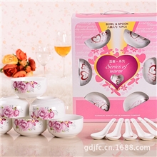 餐具厂家批发碗勺礼品陶瓷餐具套装婚庆骨瓷碗日用百货批发
