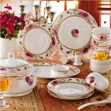 欧式金边骨瓷餐具套装碗餐具套装盘子小碟套装景德镇骨瓷