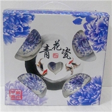 青花瓷陶瓷餐具4碗4勺礼品套装碗批发韩式碗8头餐具送礼佳品