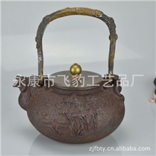 山水兽嘴-精密制造日本老铁壶&mdash;龟文堂款收藏的珍品
