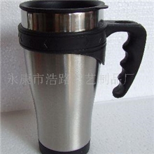 供应400ML防滑手柄双层不锈钢双钢汽车杯外贸杯办公杯可印LOGO