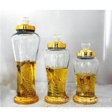 批发无铅玻璃泡酒瓶带龙头泡酒坛子金色人参泡酒瓶玻璃密封罐