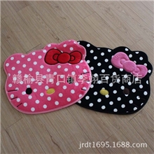 KT波点珊瑚绒地垫hellokitty地垫大头型地垫门垫