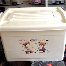 厂家特价供应60L印花小熊滑轮整理箱