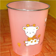 供应034大号圆形银边卡通10L垃圾桶