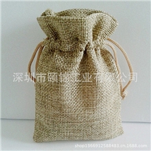 抽绳束口苎麻袋工艺口仿麻袋食品黄粗麻袋黄麻袋