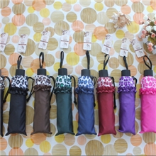 供应批发2013年爆款HL-3003款三折外翻豹纹拼接皱边雨伞