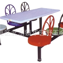 桌椅饭堂桌椅六位肯德基餐桌椅餐厅桌椅玻璃钢餐桌椅铁靠背