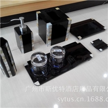 SYT-146-SWK酒店用品卫浴套件高档树脂产品镶海贝卫浴套件6件套