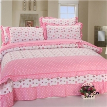 韩版全棉纯棉蝴蝶结花边床裙四件套加工批发家纺床上用品厂家直销