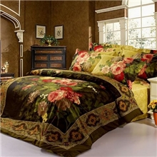 厂家批发3D活性印花油画四件套批发大版定位花型