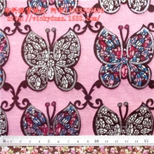 蝴蝶花布料麻棉印花布箱包手袋桌布台布装饰工艺品用布