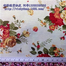 新款麻棉印花面料玫瑰花面料现货批发