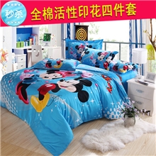 床上用品纯棉四件套100%全棉斜纹印花四件套批发特价婚庆卡通