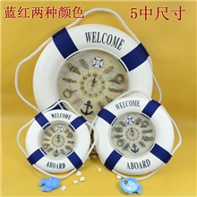 淘宝爆款地中海风格挂钟救生圈挂钟航海士钟表5个尺寸