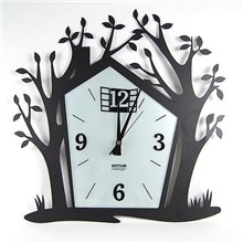 卓尔时钟钟表批发乡村屋与树田园铁艺挂钟可混批