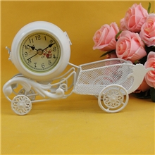 批发欧式田园风格双面铁艺挂钟白色铁艺挂钟静音双面钟钟