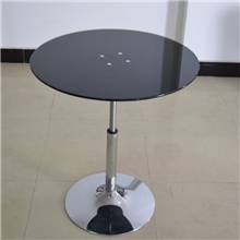 钢化玻璃时尚简约客厅升降小圆茶几餐桌休闲桌子顾家黑色