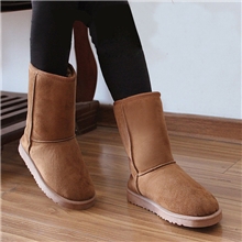 冬季新款平底雪地靴女靴子平跟中筒靴棉鞋女鞋