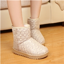 2013新款蕾丝雪地靴时尚短筒靴冬季保暖加厚靴子雪地靴新款批发