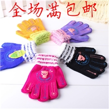 义乌厂家直销2013儿童手套卡通秋冬款保暖毛线针织手套批发d