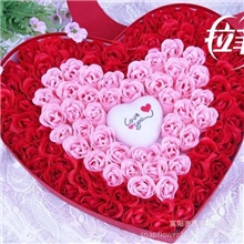 厂家直销圣诞节礼品100朵红盒玫瑰香皂花加灯礼盒肥皂花工厂混批