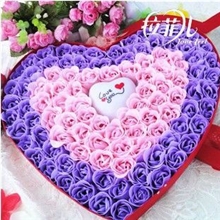 七夕礼物情人节爆款高品质100朵心形香皂花礼盒香皂花厂家爆款