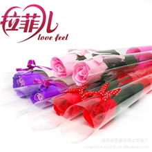厂家直销七夕节促销礼品高品质单支玫瑰香皂花量大优惠可做logo