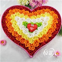 厂家直销100朵透明炫彩礼盒香皂花肥皂花情人节圣诞特惠礼品混批