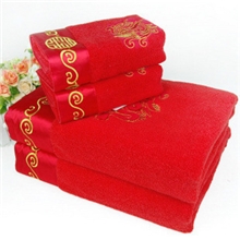 高档龙凤呈祥大红色结婚毛巾情侣婚庆毛巾龙年结婚另有浴巾