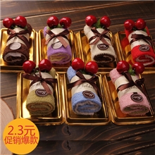 混批节日创意礼品纯棉毛巾瑞士卷新奇特蛋糕毛巾GS-102